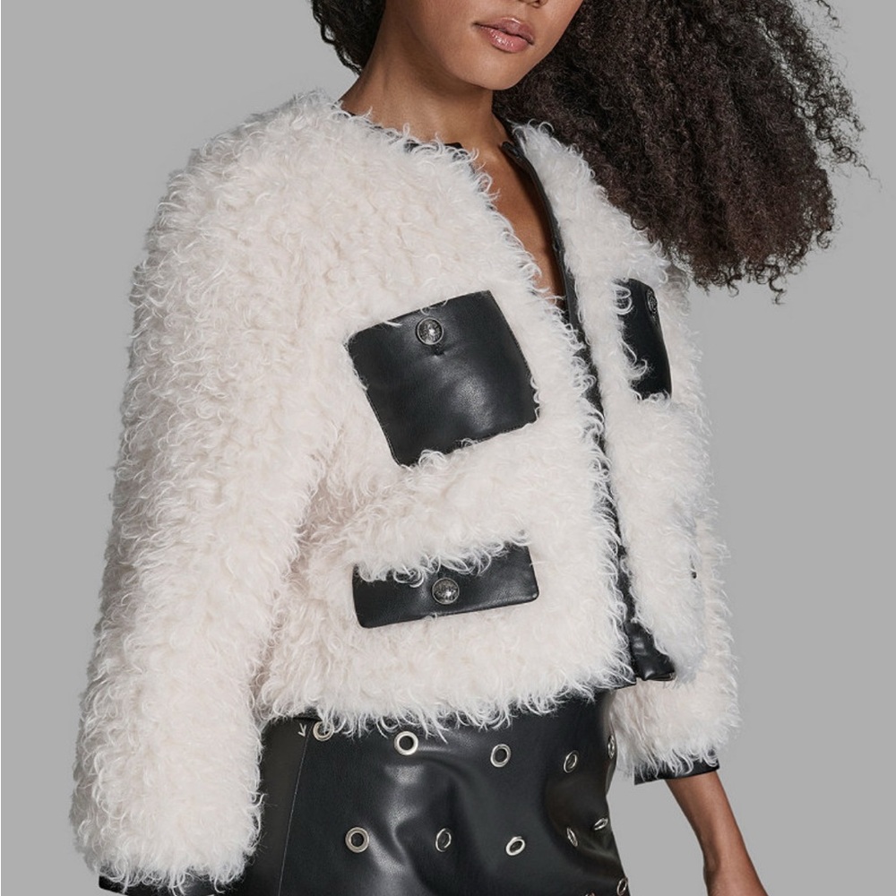 NWT ~BCBG cropped curly shearling  Jacket